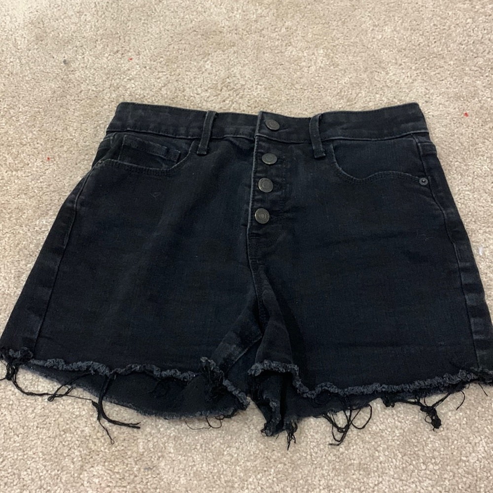 old navy high rise black jean shorts